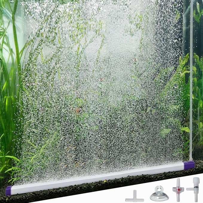Aquarium Bubble Bar, 27.6 Inch Curtain Wall, Quiet Oxygen Diffuser, Fine Air Stone Bar for Freshwater Saltwater Fish Tanks, Fish Tank Bubbler Decorations