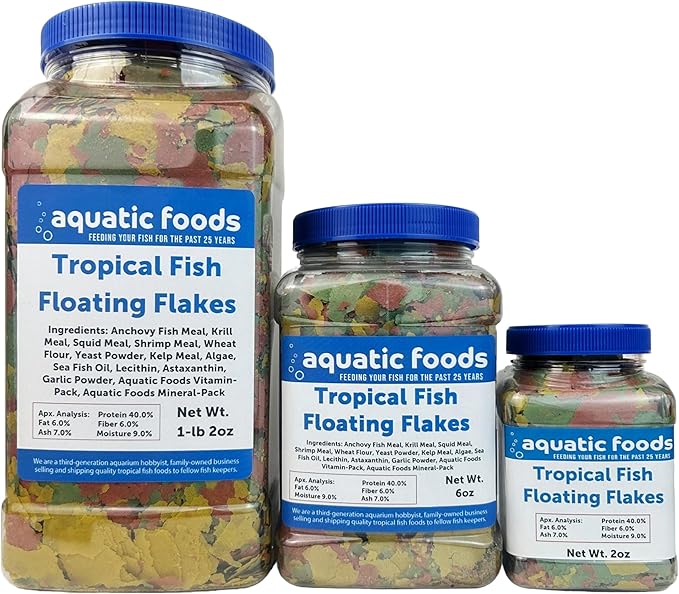 Premium Tropical Fish Flakes, Mix of Krill, Color Enhancing, Spirulina Flakes for Cichlids, Angels, Goldfish, All Tropical Fish Also Pellet Mix, Wafer Mix Included…2oz