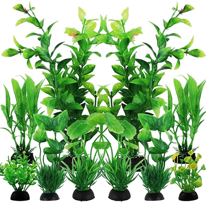 QUOZUO Fish Tank Accessories Aquarium Decorations Green Plants, 10pcs Green Fish Tank Decorations Plastic Plants, Fish Tank Decor, Aquarium Decor Artificial Plants