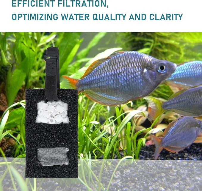 2 Set Aquarium Filter Media for Fluval SPEC, Betta, EVO and Flex Desktop Aquarium,Includes 2 Carbon Filter Refills, 2 Foam Filter, 2 Ceramic Rings & 1 Filter Cord