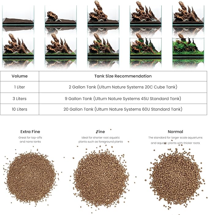Ultum Nature Systems Controsoil - Freshwater Aqua Soil Substrate for Fish, Shrimp, Live Plant Propagation and Aquascaping - 6.8pH Low Ammonia, Volcanic Ash - Brown, Extra Fine (10 Liter)