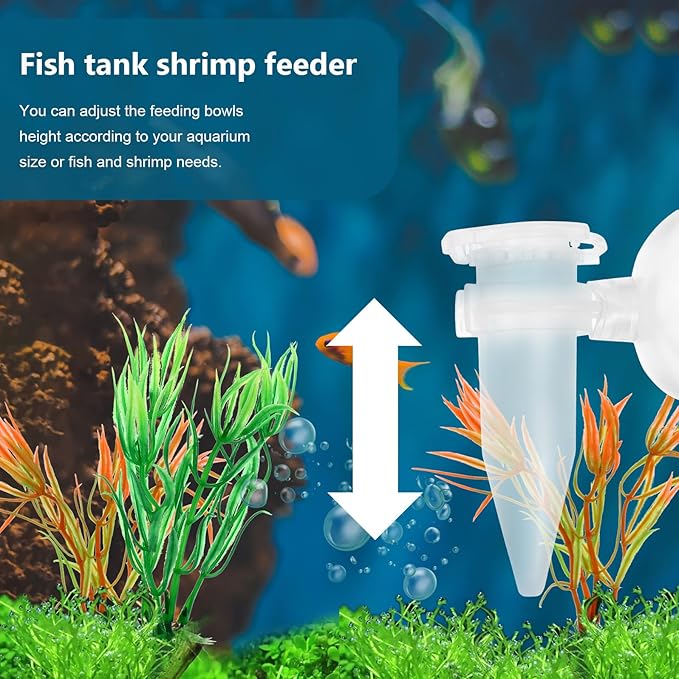 5pcs Mini Aquarium Shrimp Feeder Tube with Suction Cup, Automatic Fish Tank Feeder for Small Shrimp and Ornamental Fish