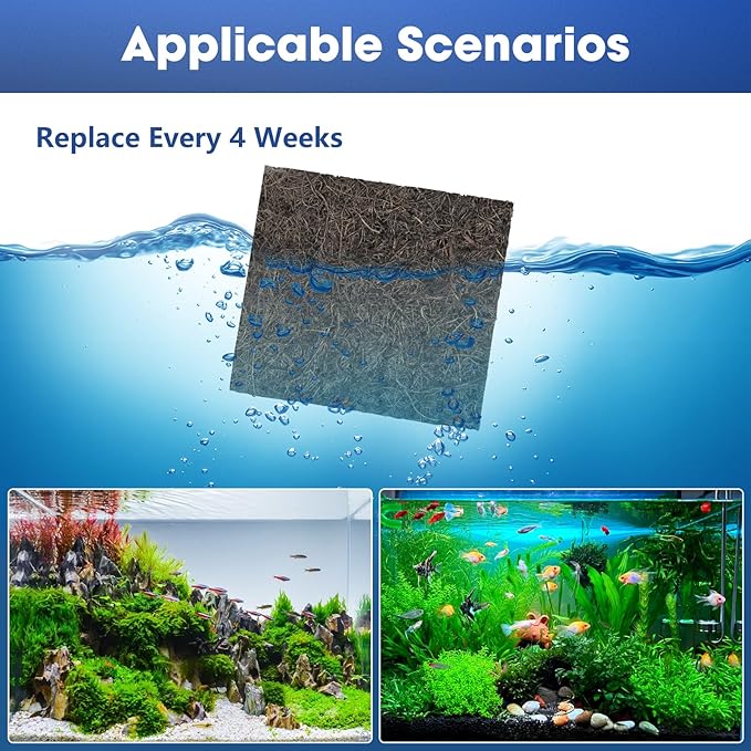 ENLOY Medium Aquarium EcoRenew Filter Cartridges Replacement for Universal Aquarium Filter 10-30 Gallon, Fish Tank Filter with Activated Carbon, Fits Freshwater and Saltwater Aquariums, 12 Pack