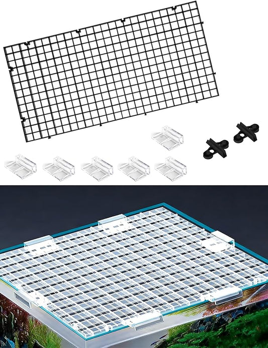 10 Pack Acrylic Fish Tank Lid with Clips, Black Aquarium Cover Hood, 30x15cm (11.8x5.9in) for Optimal Protection & Reduced Evaporation, Durable Tank Top Cover