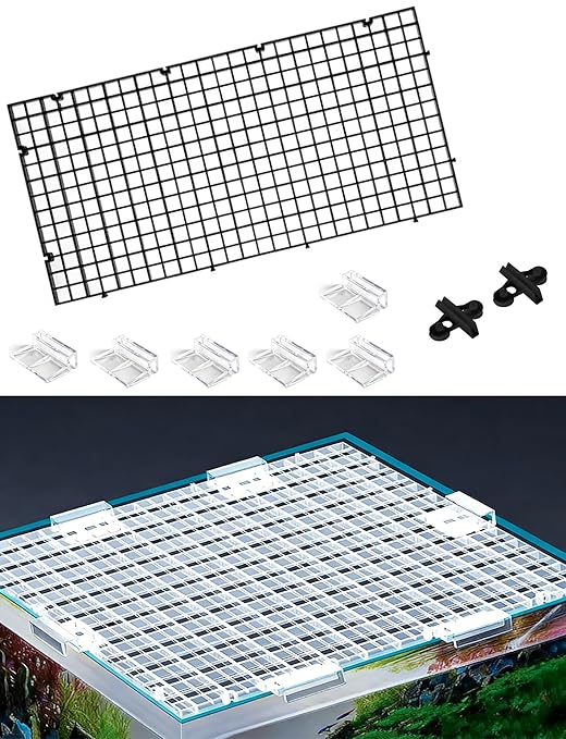 10 Pack Acrylic Tank Lid with Clips, Aquarium Lid Hood, Fish Tank Top Cover, Breeder Tank Lid, Aquarium Cover Lid(Black,30x15cm/11.8x5.9in)