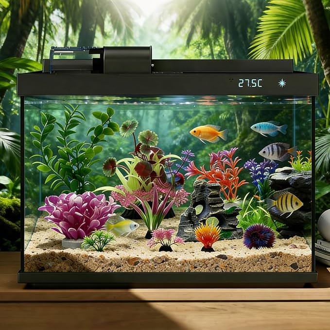 Aquarium Artificial Plastic Plants Decors Goldfish Betta Cave Rock Hideout Fish Bowl Ornaments Plants Decorations Vivid Colorful Fish Tank Large Small Artificial Plants Seaweed Sets Aquarium Decor
