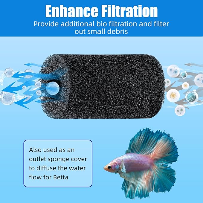 AQUANEAT 12-Pack Pre-Filter Sponge for Aquarium Shrimp Fry Fish Tank Filter 1” Intake, Replacement Foam Cover