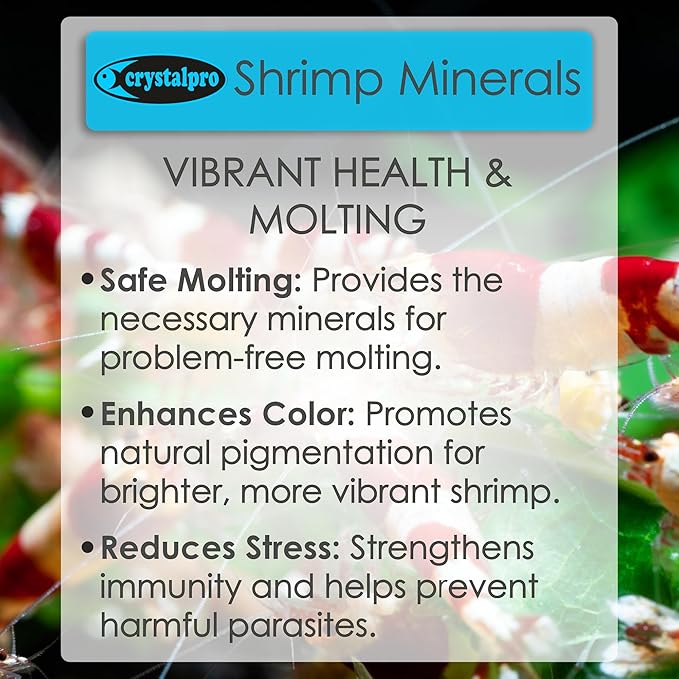Crystalpro Shrimp Minerals 16.9 Oz – Liquid Aquarium Salt & Trace Elements for Freshwater Shrimp Tanks – Supports Caridina & Neocaridina – Molting & Breeding Additive – Invertebrate Tank Conditioner