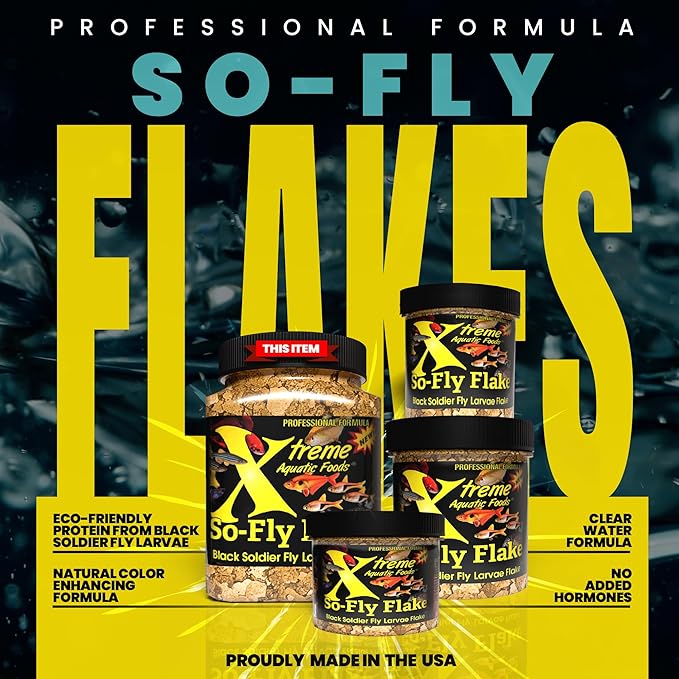 Xtreme So-Fly Flakes - Sustainable Protein from Black Soldier Fly Larva for Tropical Fish - Eco-Friendly Food, Nutrient-Rich, All-Natural Diet - USA Farm Grown (3.5oz)