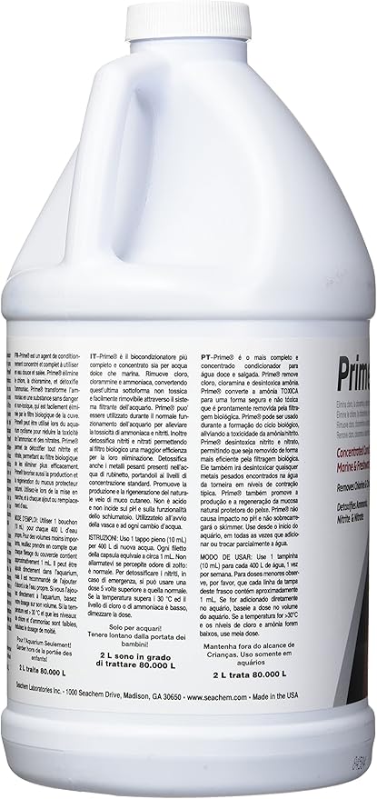 Seachem Prime Fresh and Saltwater Conditioner - Chemical Remover and Detoxifier 2 L