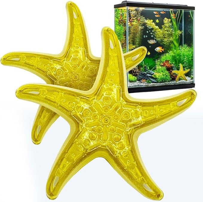 Sandy The Bio-Support Starfish - 2 Pack, Yellow- Promotes A Healthy Balanced Aquarium Ecosystem, Probiotic Growth, Tank Environment Control