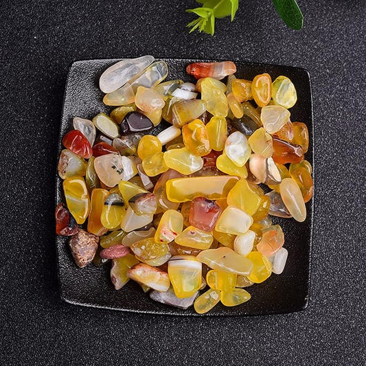 50/100g Natural Stones Gravel Crystals Chip Quartz Minerals Tumbled Agates Specimen Home Aquarium Decor,Yellow Agate,50g