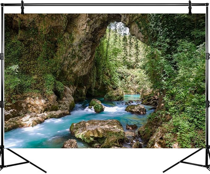 Mountain Rainforest Aquarium Background Valley Cave Stream Fish Tank Background Green Trees Rocky Mountain Reptile Tank Backgrounds Natural Forest Lake Green Meadow Reptile Tank Backgrounds 36x24in