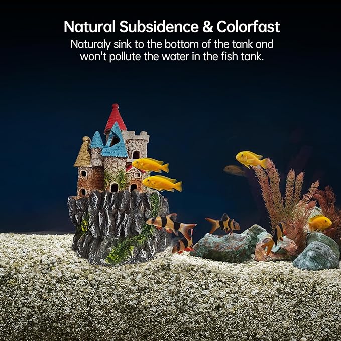 Fish Tank Castle Aquarium Decor – Large Resin Aquarium Ornaments for Aquarium Decorations, Safe Hideout Cave for Small Fish & Shrimp, Fairy Tale Fish Tank Accessories for Aquascape & Gifts