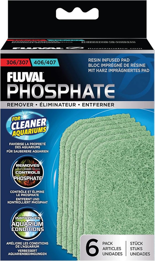 Fluval 307/407 Phosphate Remover Pad, Replacement Aquarium Canister Filter Media, 6-Pack, for All Breed Sizes