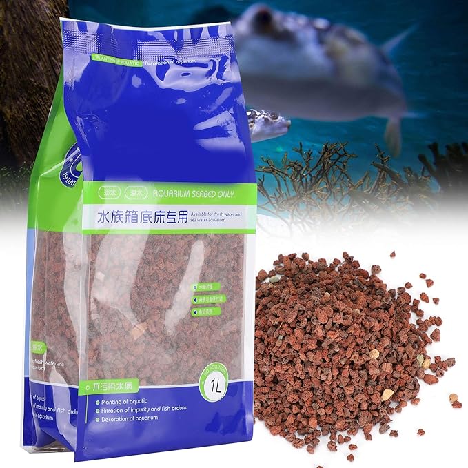 Aquarium Landscaping Gravel Volcanic Sand, Natural Porous Stone Pebbles 1L - Colorfast, Safe Water Purification, Ideal for Fish Tanks Decoration