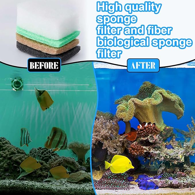 Threlaco 56 Pcs Aquarium Filter Media Compatible with Fluval 306/307/406/407, 36 Ammonia Phosphate & Nitrite Remover Pads, 6 Activated Carbon, 12 Polishing Pads, 2 Silicone Lubricant