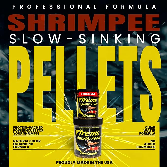 Xtreme Shrimpee 3mm Sinking Sticks: Nutrient-Rich, High-Vitamin Daily Fish Food for Shrimp, Corys, and Loaches, Ideal for Nano Tanks, Natural Treat for Vibrant Health - USA Farm Grown (3oz)