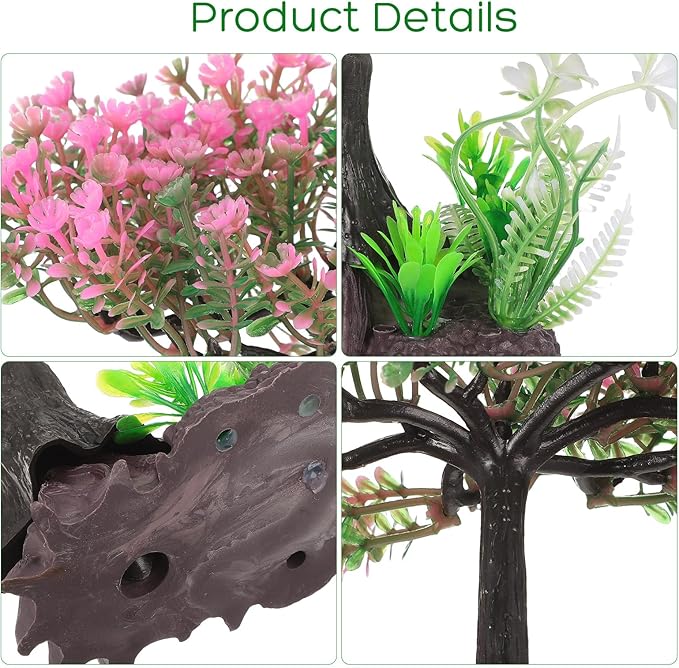 Milisten Artificial Aquarium Plants, Plastic Fish Tank Plants, Tall Fish Tank Decorations, Pink Cherry Blossom Tree Greenplant, Aquarium Decor Goldfish Betta Hides Accessories