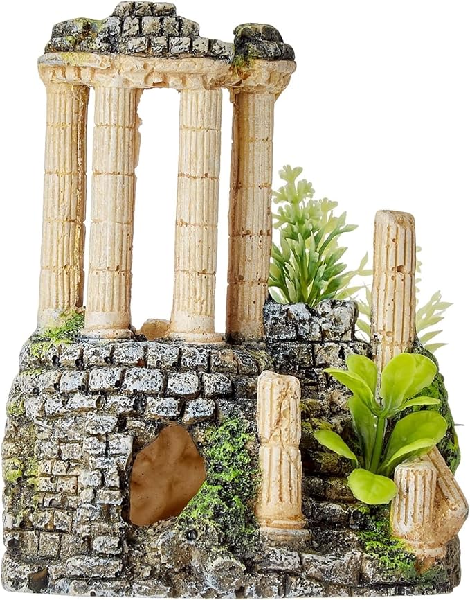 Nobby Aquarium Ornament, Italian Antique Column with Plants, 11.2 x 10 x 14 cm, Brown, Plastic, Mother’s Day, 2975452011