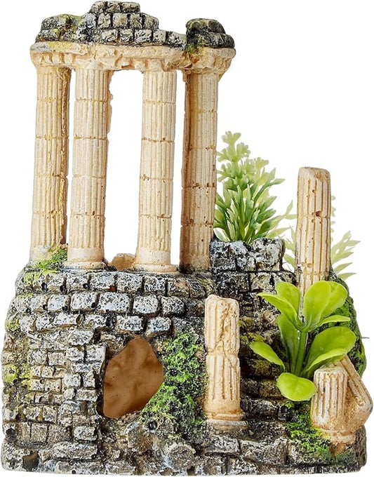 Nobby Aquarium Ornament, Italian Antique Column with Plants, 11.2 x 10 x 14 cm, Brown, Plastic, Mother’s Day, 2975452011