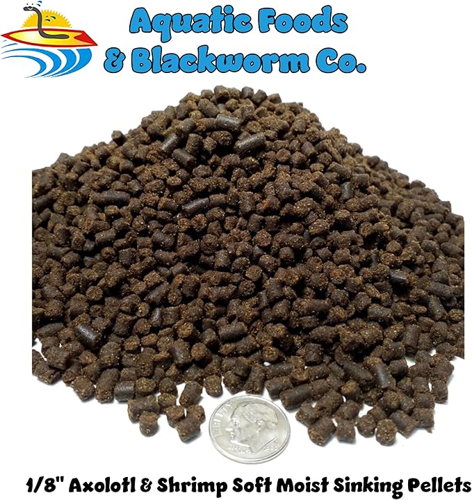 Axolotl Food, 1/8" Soft Moist Sinking Pellets, Rangen's Salmon Sinking Pellets for Small Axolotl. Also Shrimp, Snails, Crabs, Crayfish, Plecos, Catfish, All Tropical Fish...3-lb Bag