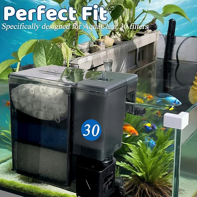 PurifyLogix 2 Sets of Upgraded Three-Stage Filtration Fish Tank Filter for AquaClear 30 Power Filter, 2 Set of Replacement Maintenance Kit for Fish Tank Filter for 30/150 30-Gallon Aquarium
