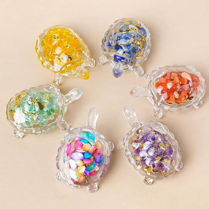 Crystal Glass Turtle Decor Shells Statue Coastal Aquarium Decor, Zen Home Ornament for Turtle Lovers, Ocean-Themed Collector Gift (3.35 Inch)