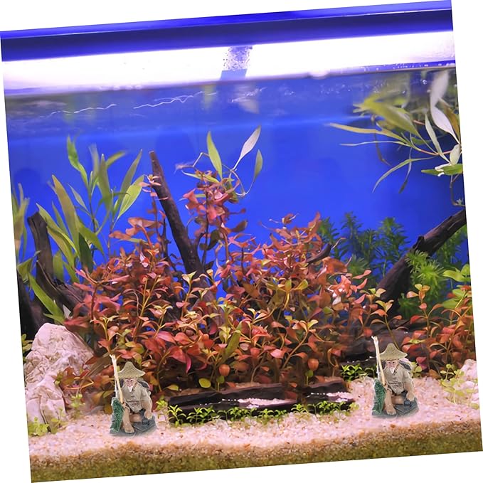 Zerodeko 2pcs Fisherman Figurines Decorative Ornaments for Aquarium and Garden Realistic Fishing Models for Sand Table and Flower Pot Decoration Safe for