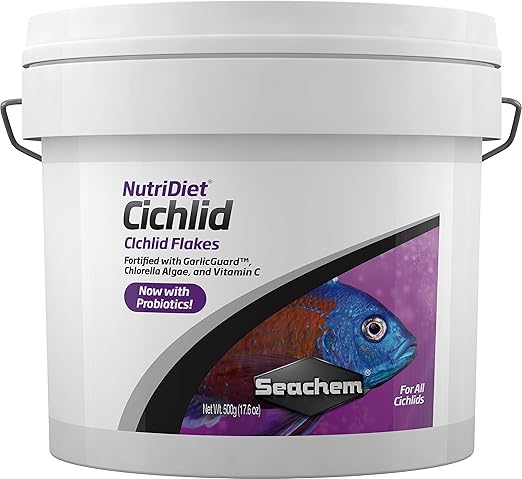 Seachem NutriDiet Cichlid Fish Flakes - 500g with probiotics