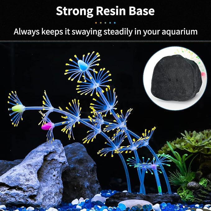 Uniclife Strip Coral Plant Ornament Glowing Effect Silicone Artificial Decoration for Fish Tank, Aquarium Landscape - Orange