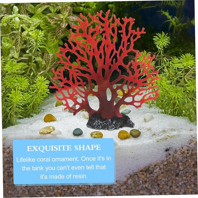 SUPVOX 1pc Artificial Coral Aquarium Coral Ornaments Landscaping Decor Resin Coral Adornment Fish Tank Coral Decor Tabletop Ornament Red Coral Ornament Red Coral Adornment, 22.5X20CM