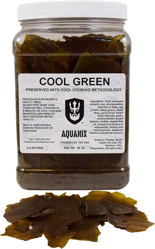 Brine Shrimp Direct Cool Green Spirulina and Kelp Tropical Fish Flake, 16 oz. (454 g)