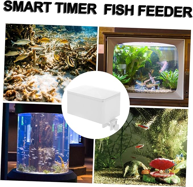 POPETPOP 1set Automatic Fish Feeder for Small Aquariums Timer-Controlled Fish Food Dispenser Durable Material Prevents Food Clogging Easy Setup