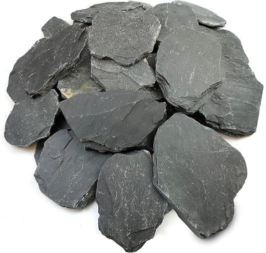 YISZM Slate Rock for Aquarium, 5-7 Inch Polished Natural Stone Rocks, Fish Tank Decor, Aquascaping Rocks, Safe for Aquariums, Terrariums, 20 lbs