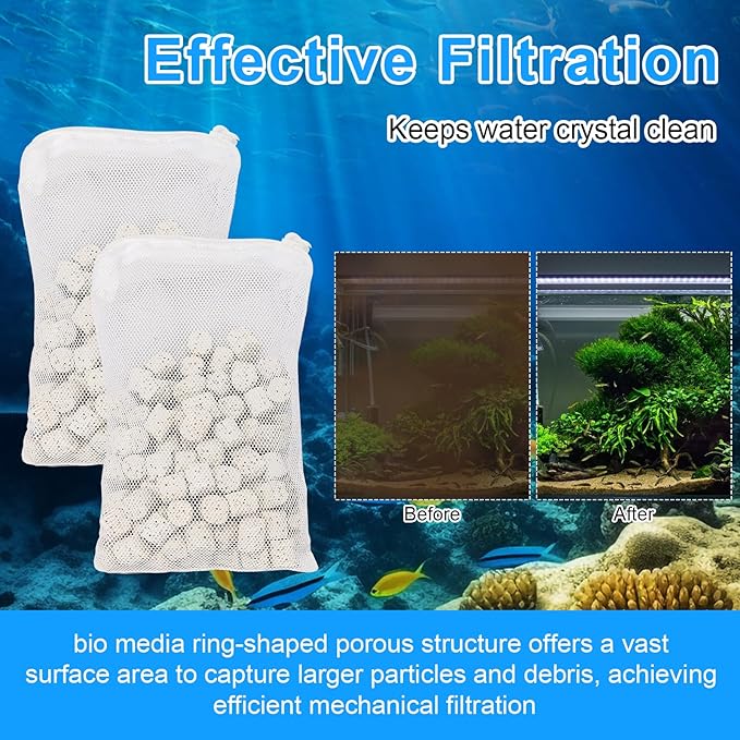 2 Pack of Bio-max Aquarium Filter Media Replacement for Fluval U Underwater Filter, 3.88Oz/110g Bio Ceramic Rings Filter Media for U2/U3/U4 Filters
