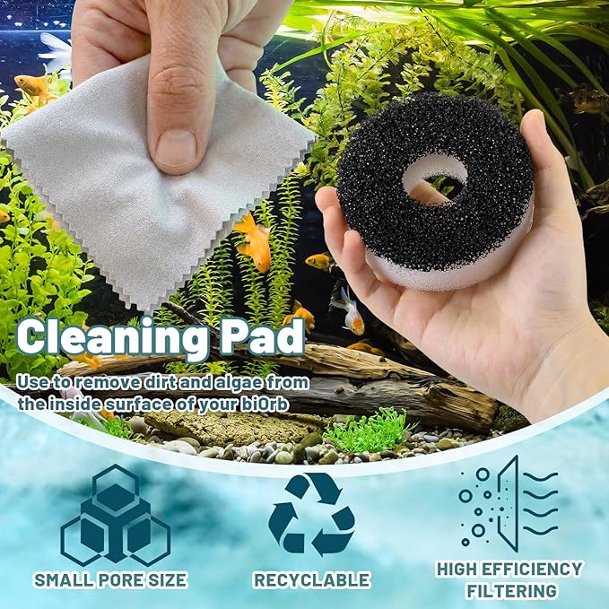 Novabright 32 Pack Filter Replacement Kit Compatible with BiOrb Aquariums Filter Cartridge Accessories10 Carbon Rings 10 Regular Foam 10 Air Stone 2 Cleaner Pad