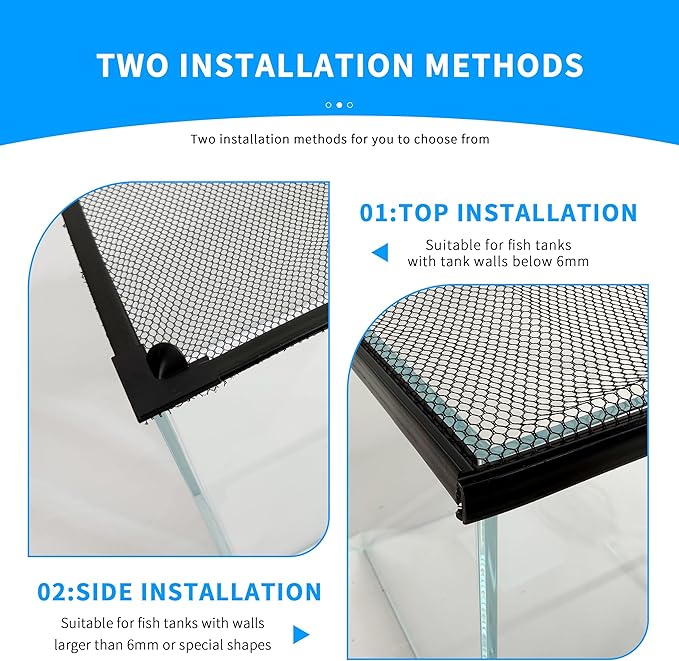 Fish Tank Lid Magnetic Aquarium Lid DIY Size Fish Tank Cover Anti-Jumping Net Soft and Strong Mesh Protect Fish Jumping Out Easy Installation Washable (Gray, 24''x12'' Fit for ≤10 Gallon)