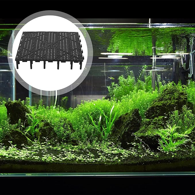 ULTECHNOVO Aquarium 20pc Fish Tank Bottom, Plate Sand Gravel, PVC Splicing Clapboard Bottom, Sand Gravel Board for Aquarium Breeding (Black) Fish Tank Filters