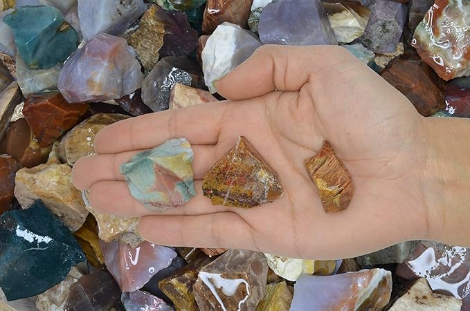 Fantasia Materials: 5 lbs of Assorted Types of Fancy Jasper Rough Stones from India
