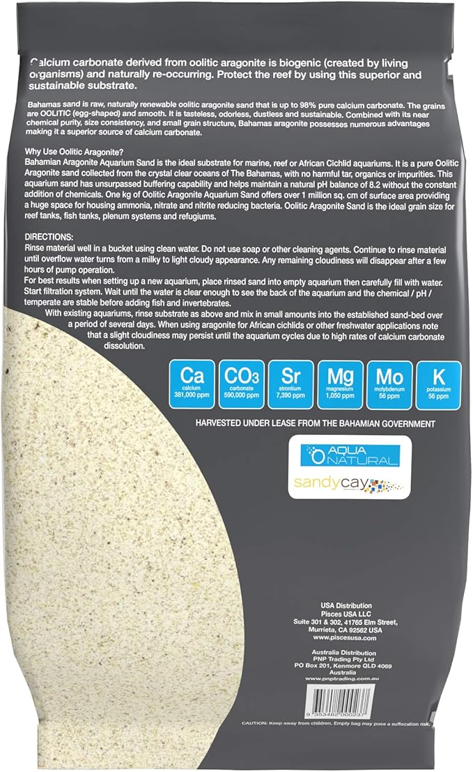 Aqua Natural Oolitic Aragonite 20lb Aquarium Sand for Reef, Saltwater and Marine Tanks and Aquariums