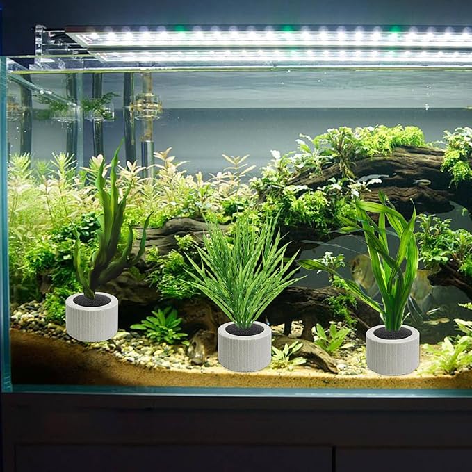 12 PCS Aquarium Plant Weight Ceramic Ring with Black Sponge, Aquarium Plant Weights Pot Anti Floating for Fish Tank Water Plant Landscape Decoration Accessories