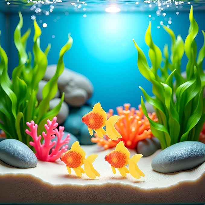 3 Pack Gold,orange Artificial Aquarium Fishes Fake Fish Plastic Fish Aquarium Moving Fishes Ornament Decoration Orange Goldfish for Aquarium Fish Tank Aquarium Décor Thematic Ornaments,Aquarium Décor