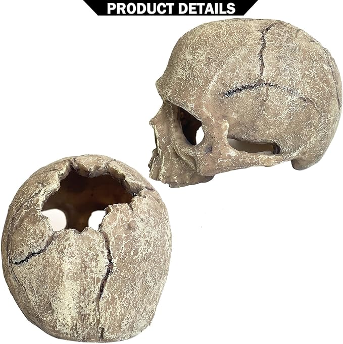 Aquarium Decoration for Fish Tank Skull Head Skeleton Aquarium Ornament Decorative Cave Landscape Aquarium Decor Reptile House Cave Fish Tank Decoration - Small