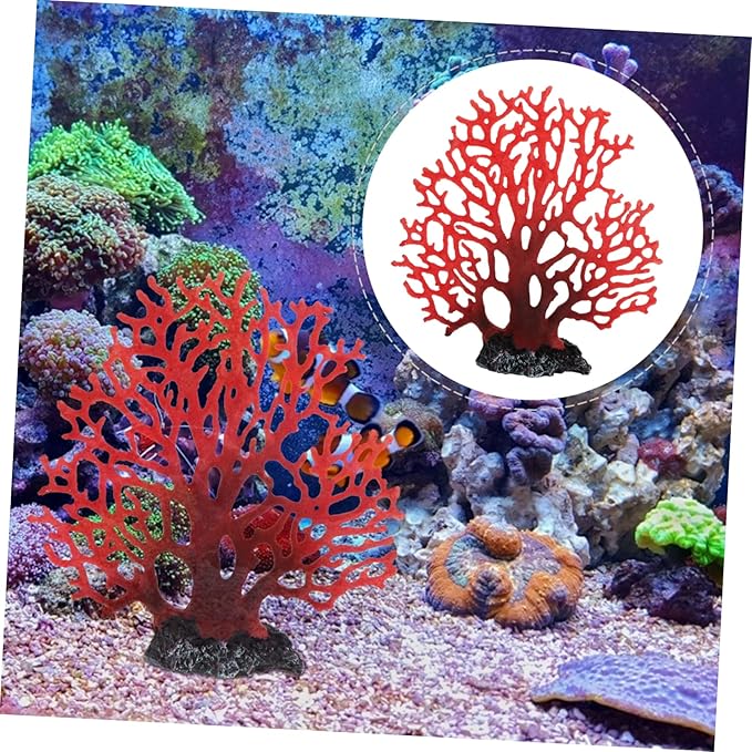 SUPVOX 1pc Artificial Coral Aquarium Coral Ornaments Landscaping Decor Resin Coral Adornment Fish Tank Coral Decor Tabletop Ornament Red Coral Ornament Red Coral Adornment, 22.5X20CM