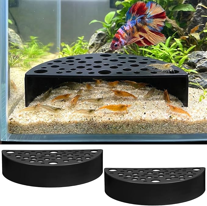 2 Pcs Shrimp Hides for Aquarium, ABS Plastic Aquarium Cave Shelters Small Fish Shrimps Tunnel House with Multiple Holes for Fish Tank Decor Accessories