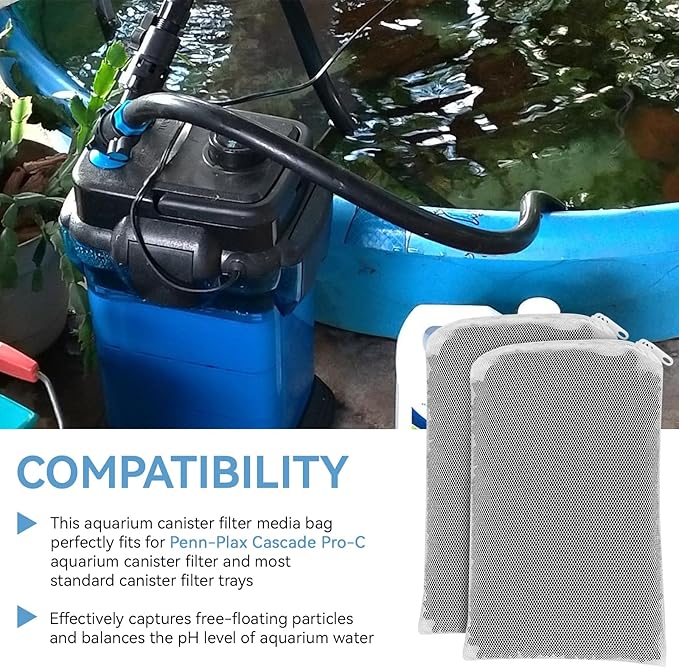 8 Oz Pro-C Aquarium Canister Filter Media Bag Compatible with Penn-Plax Cascade, Canister Filter Carbon Media for Remove Odors & Clear Water, Fish Tank Carbon Filter, 3 Pack (235g/bag)