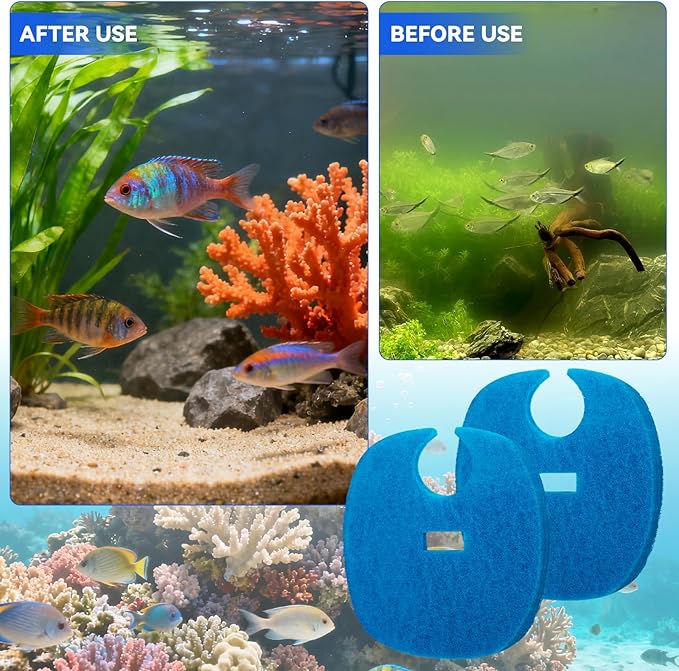 2 Pcs Coarse Sponge Filter Media Replacement for AquaTop Coarse Blue Filter Sponge Pad, Fits for Forza FZ9 Canister Filter, Traps Large Waste for Cleaner Water, for Fresh & Saltwater Fish Tank
