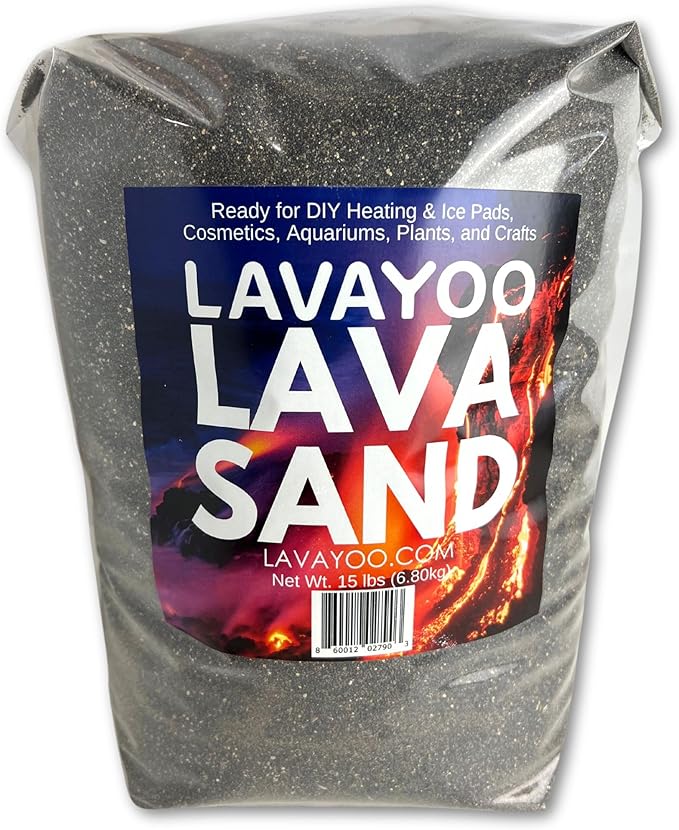 Real Lava Sand - Screened, Washed, Dried and Sanitized - Great for Heating Pads, Cooling Pads, Crafts, and Aquariums (15 lb Bag)