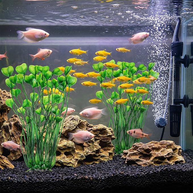 1 Pack Tall Aquarium Plants Plastic Realistic 15.35 Inches Aquarium Plants with Weighted Base Artificial Green Fish Tank Decor for Fish Tanks Aquascaping